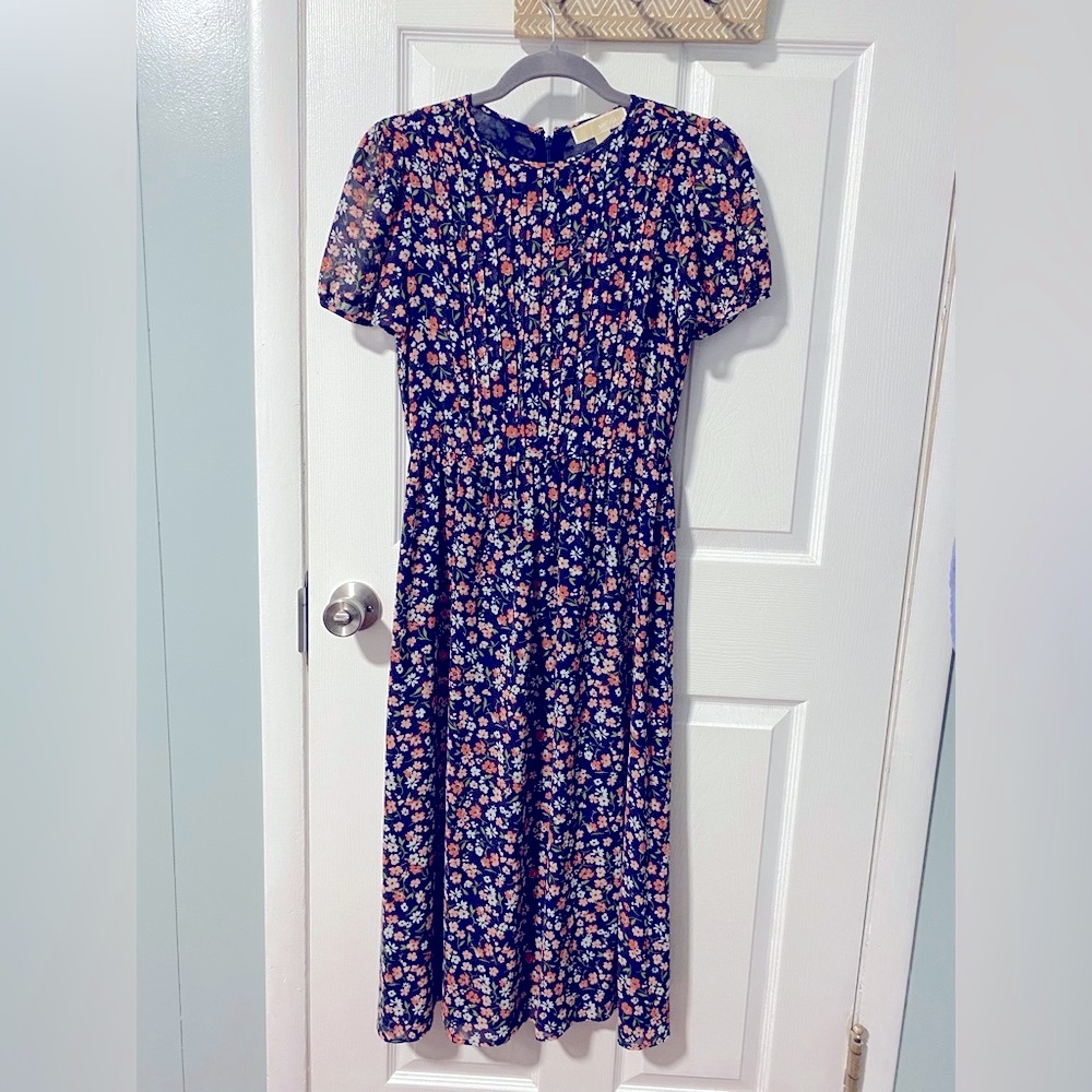 Michael Kors Pleated georgette midi floral dress